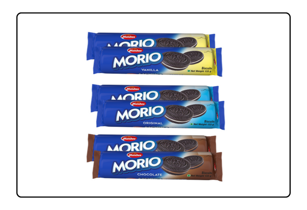 Munchee Morio Biscuits Vanilla, Chocolate, and Original Mix 133g | Pack of 3