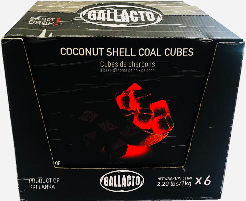 Gallacto Coconut Shell Charcoal Cubes Pack of 6 (1kg |72 Cubes Each) Global Snacks