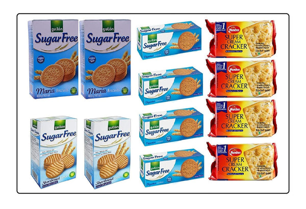 Gullon/ Munchee Sugar Free Biscuits Mix Bargain Box Pack of 12 Global Snacks
