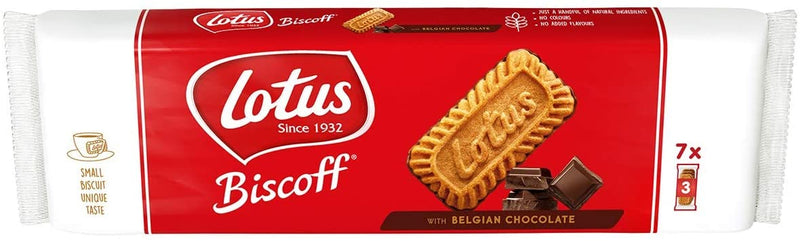 Lotus Biscoff with Belgian Chocolate 154g each | Pack of 8 | Small Biscuit Unique Taste Global Snacks