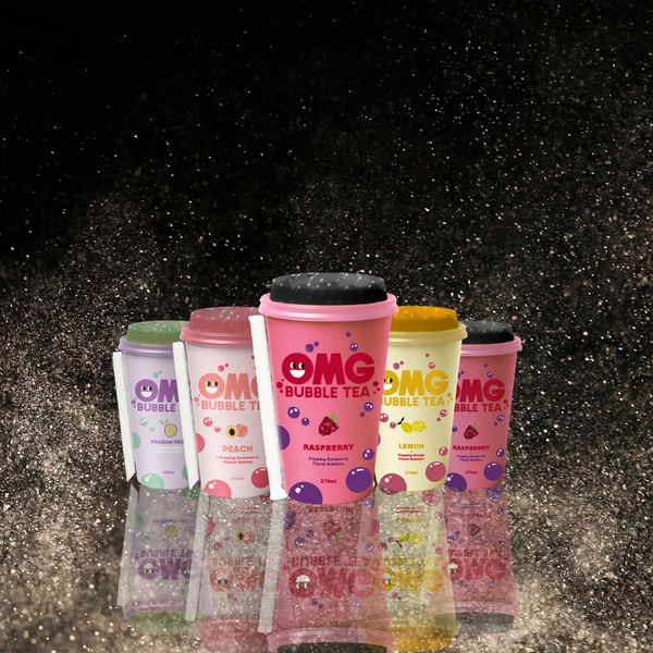 OMG Bubble Tea 4 Full Cases (270ml X 10) | One case of each flavours Peach, Lemon, Raspberry and Passion Fruit