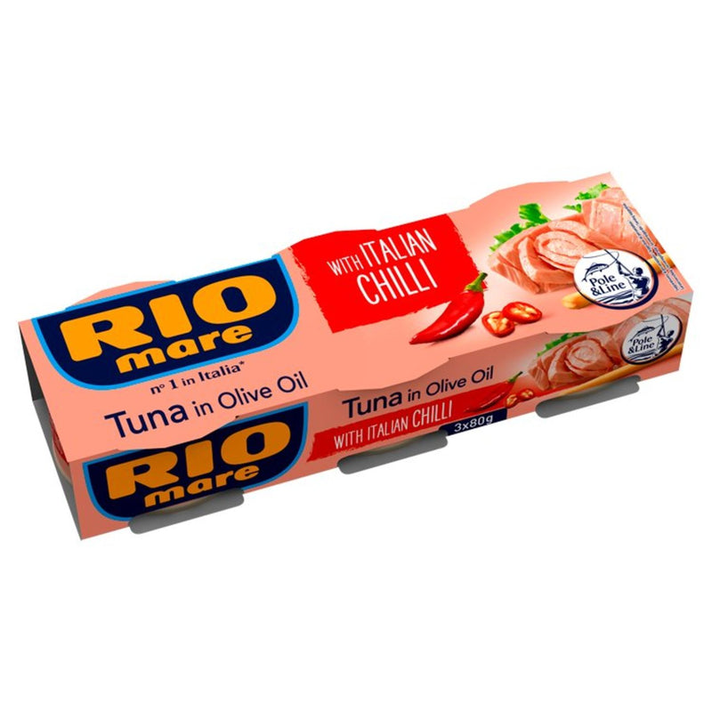 Rio Mare Tuna Fish in Olive Oil with Italian Chilli | Pack of 3 x 80g Global Snacks