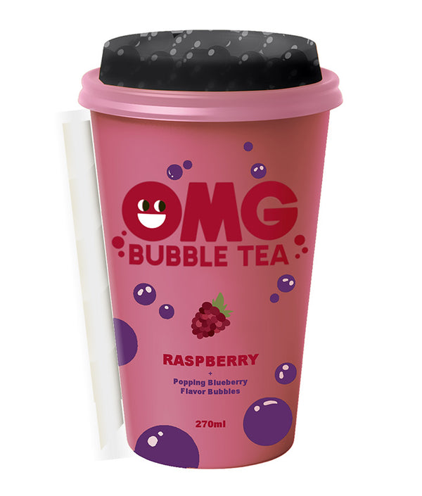 OMG Bubble Tea Raspberry With Blueberry Bubbles 270ML Pack Of 10