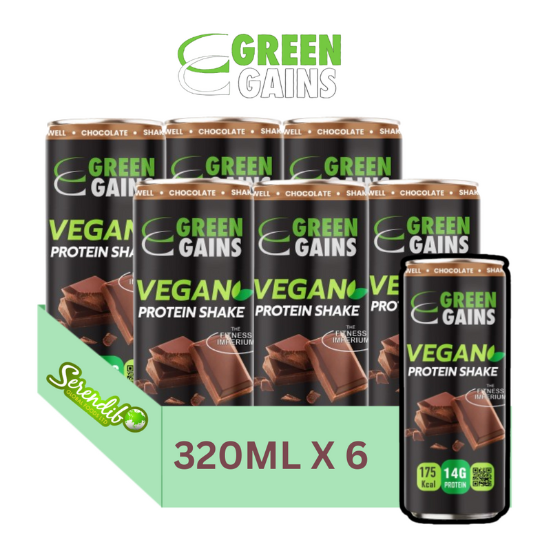 Green Gains Ready-to-Drink Vegan Protein Shake Chocolate 320ml X 6 Bottles