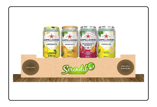 San Pellegrino Fizzy Soft Drink Mixed Case of 24 (330ml Cans) - Lemon, Orange, Grapefruit, Orange & Pomegranate