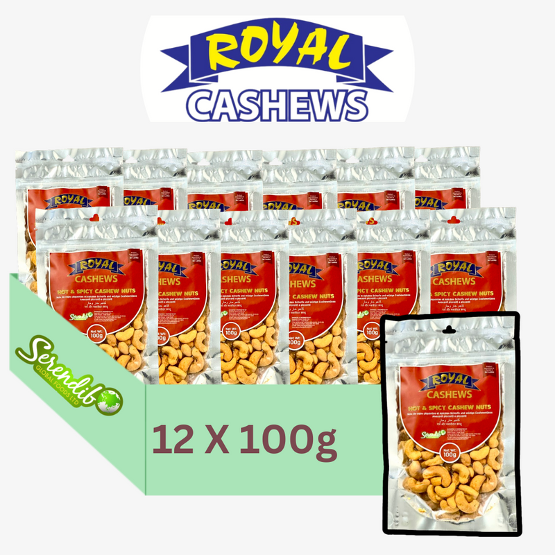 Royal Cashews | Hot & Spicy Cashew Nuts Premium Quality Cashew Nuts 100g (Pack Of 12)