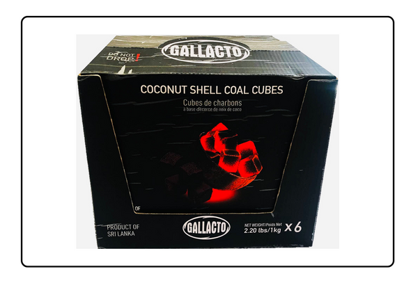Gallacto Coconut Shell Charcoal Cubes Pack of 6 (1kg |72 Cubes Each)