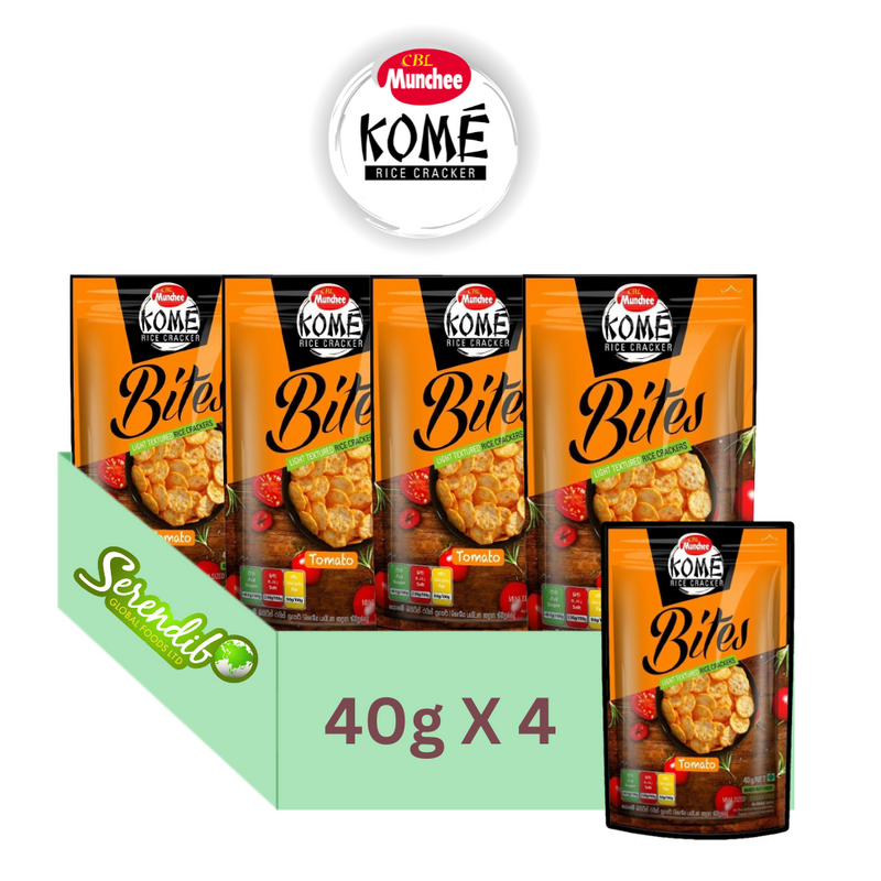 Munchee Kome Bites Rice Crackers Tomato taste Savoury & Crunchy Snack (40g X 4)