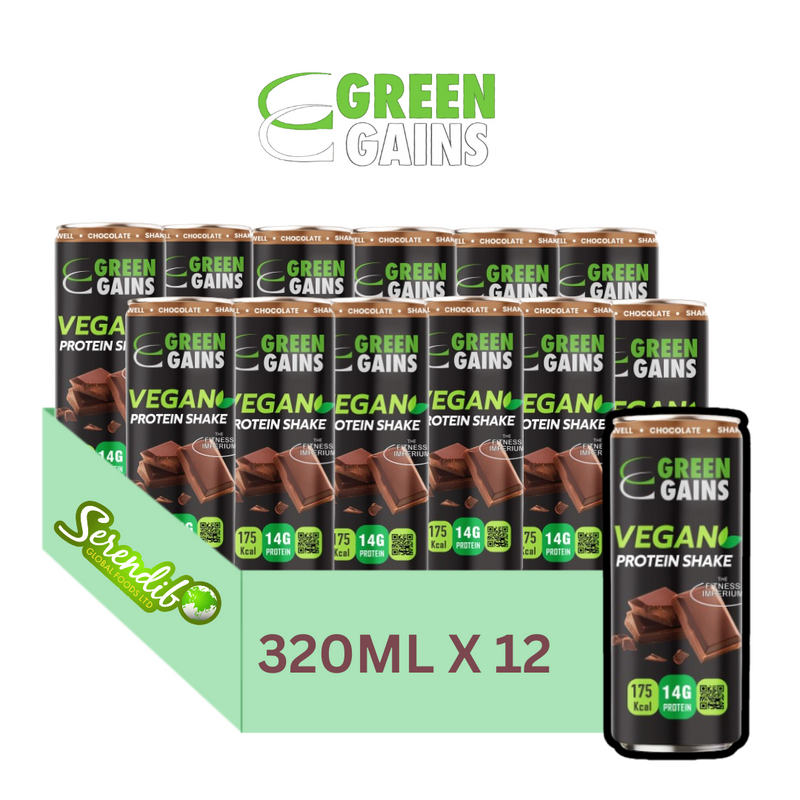 Green Gains Ready-to-Drink Vegan Protein Shake Chocolate 320ml X 12 Cans