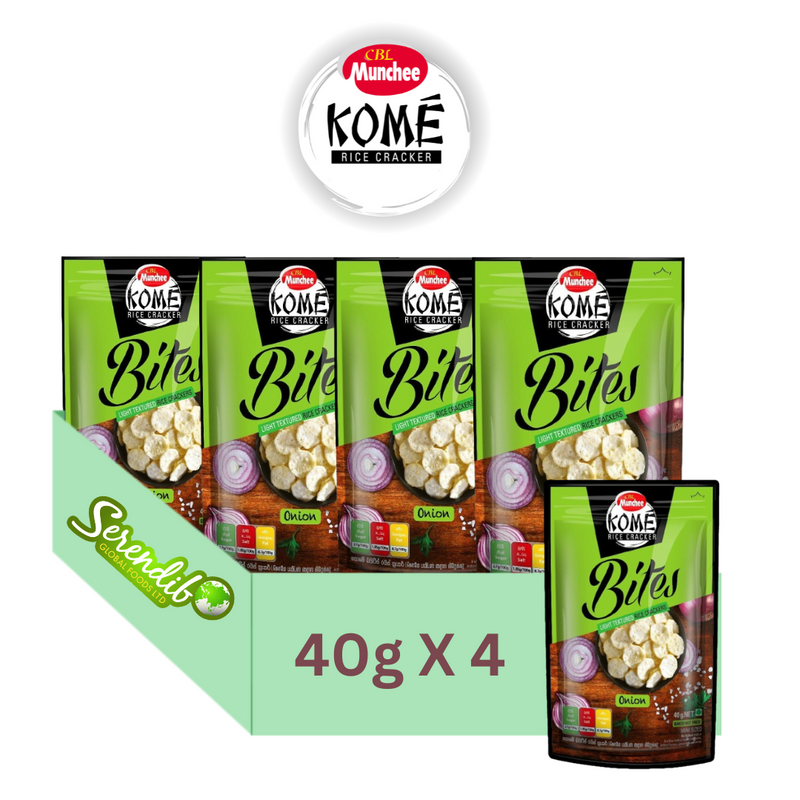 Munchee Kome Bites Rice Crackers Onion Flavour Savoury& Crunchy Snack (40g X 4)