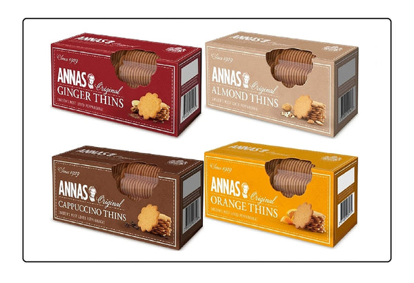 Annas Original Biscuit - Orange, Cappuccino, Ginger & Almond Thins Global Snacks