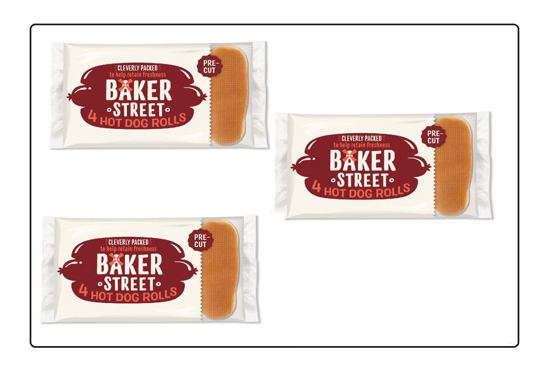 Baker Street 4 Hot Dog Rolls (Pack of 3) Global Snacks