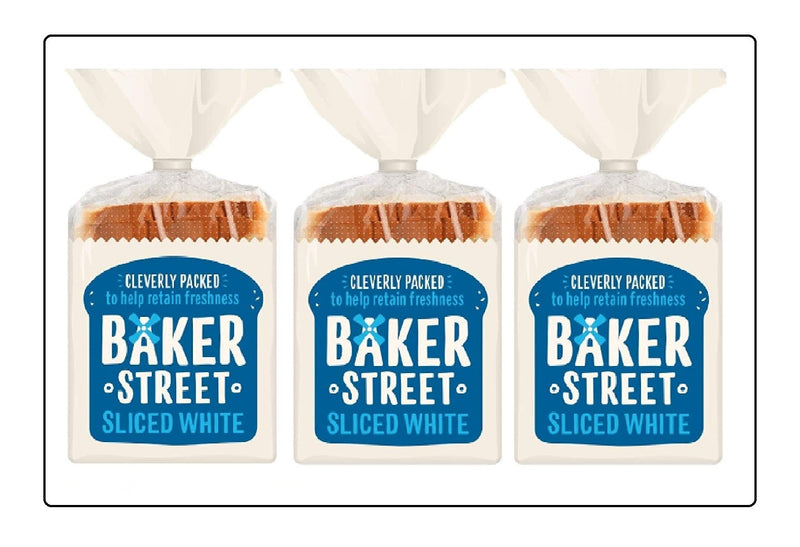 Baker Street White Sliced Bread 550g (Pack of 3) Global Snacks