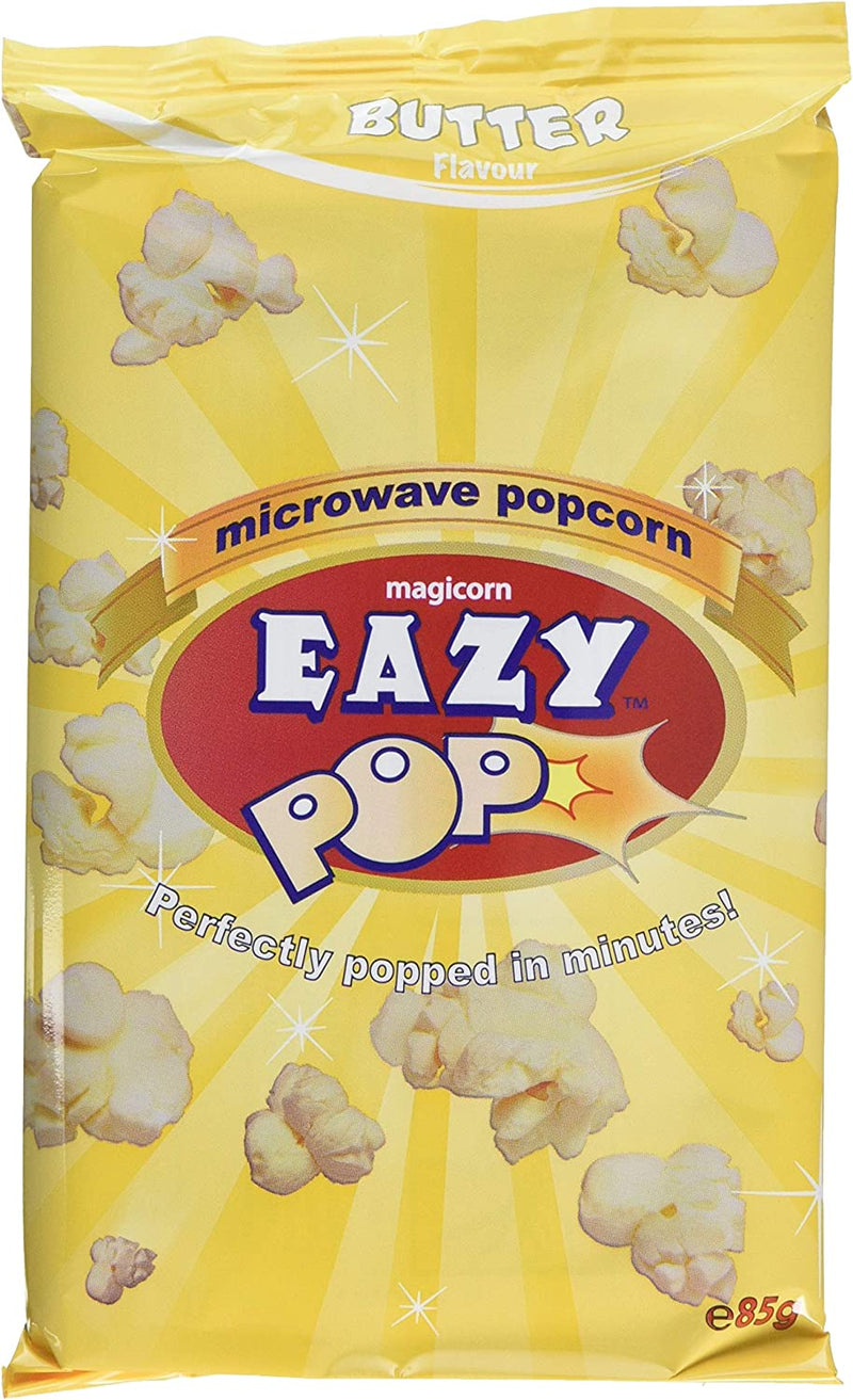 Eazypop Microwave Popcorn Butter Flavour 85g (Pack of 16) Global Snacks