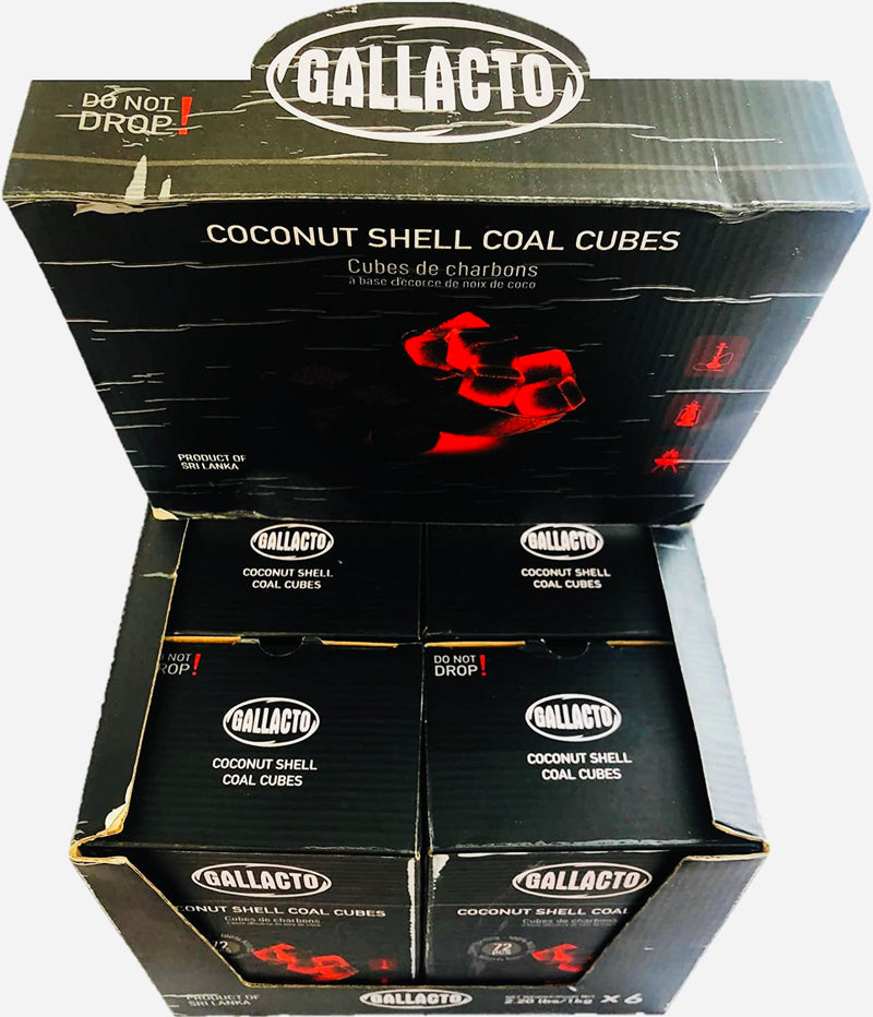 Gallacto Coconut Shell Charcoal Cubes Pack of 6 (1kg |72 Cubes Each) Global Snacks