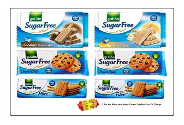 Gullon Sugar Free Biscuits (3 Varieties) 6 Pack Assorted (Free Muchee Super Cream Cracker) Global Snacks