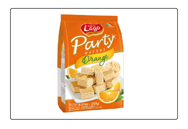 Lago by Elledi Party Bags Orange Wafers 250g (Pack of 3) Global Snacks