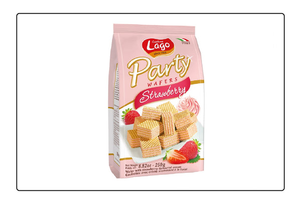 Lago by Elledi Party Bags Strawberry Wafers 250g (Pack of 3) Global Snacks