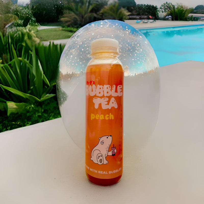 Mr P's Bubbe Tea | Peach Flavoured Bubble Tea With Popping Bubbles | Pack of 6 Global Snacks