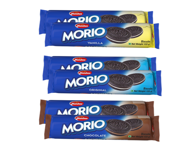 Munchee Morio Biscuits Vanilla, Original and Chocolate Flavours 133g | Pack of 6 Global Snacks