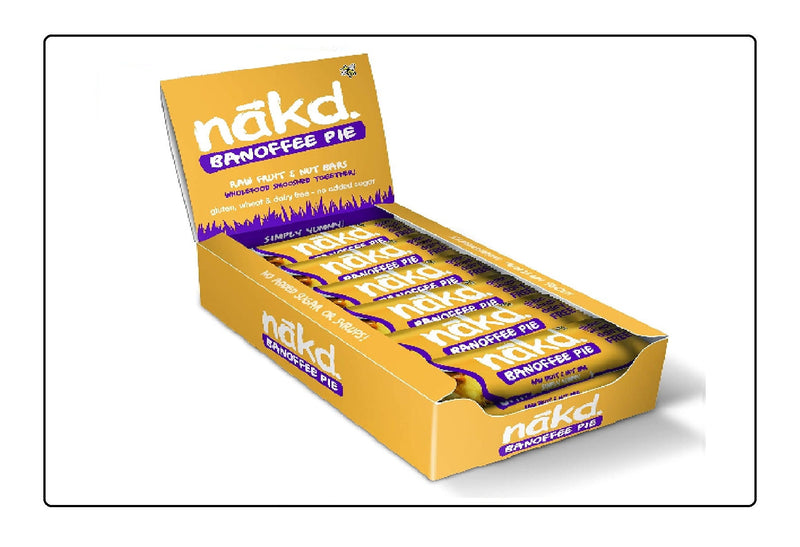 Nakd Bannofie Pie Natural Fruit & Nut Bars - Vegan Bars - Gluten Free - Healthy Snack, 30/35 g (Pack of 18) Global Snacks