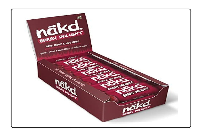 Nakd Berry Delight Natural Fruit & Nut Bars - Vegan Bars - Gluten Free - Healthy Snack, 30/35 g (Pack of 18) Global Snacks