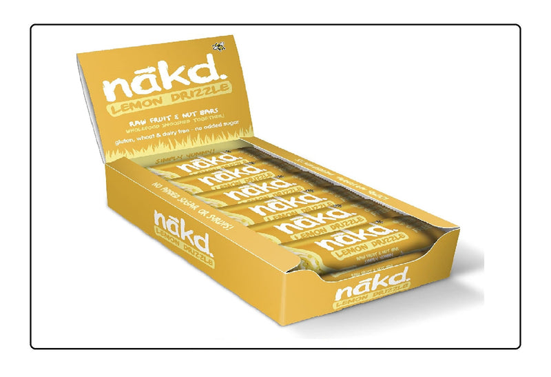 Nakd Lemon Drizzle Natural Fruit & Nut Bars - Vegan Bars - Gluten Free - Healthy Snack, 30/35 g (Pack of 18) Global Snacks