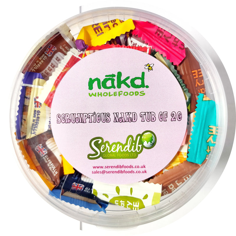 Nakd Scrumptious Assorted Bars Tub of 20 - All Different Flavours Global Snacks