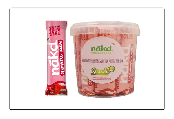 Nakd Scrumptious Strawberry Sundae Bars Tub of 20 Global Snacks