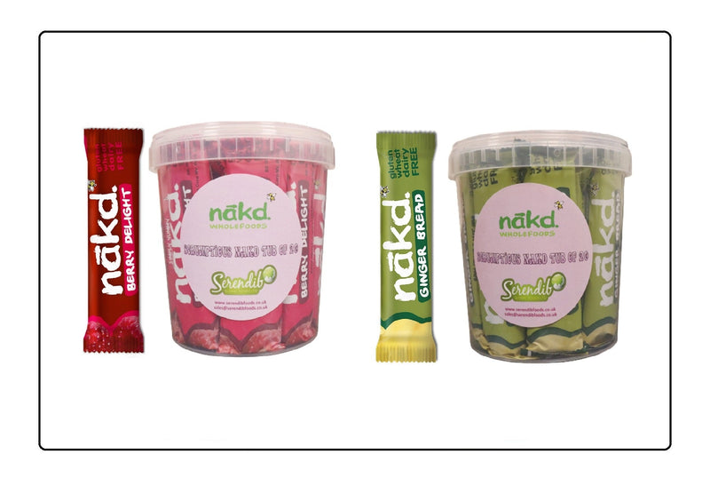 Nakd Special Scrumptious Berry Delight & Ginger Bread Bars Tub of 40 (20 Each) Global Snacks