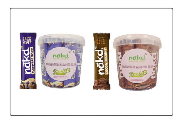 Nakd Special Scrumptious Blueberry Muffin & Cocoa Delight Bars Tub of 40 (20 Each) Global Snacks