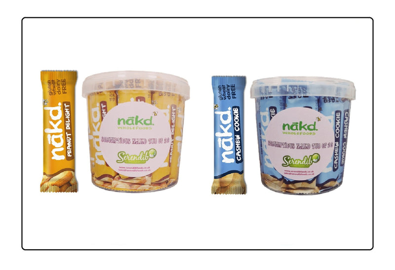 Nakd Special Scrumptious Peanut Delight & Cashew Cookie Bars Tub of 40 (20 Each) Global Snacks
