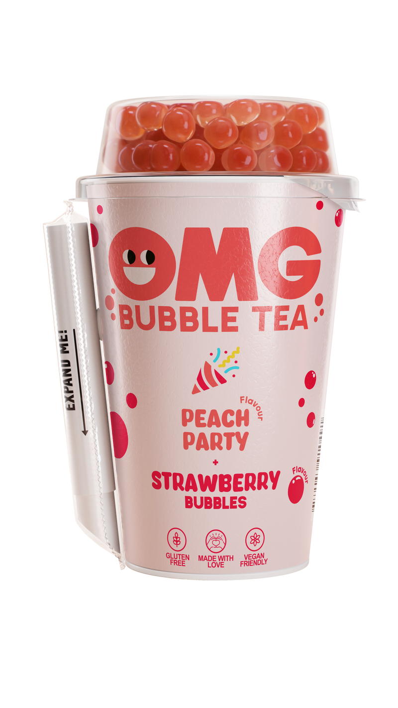 OMG Bubble Tea Peach With Strawberry Bubbles 10 x 270ml