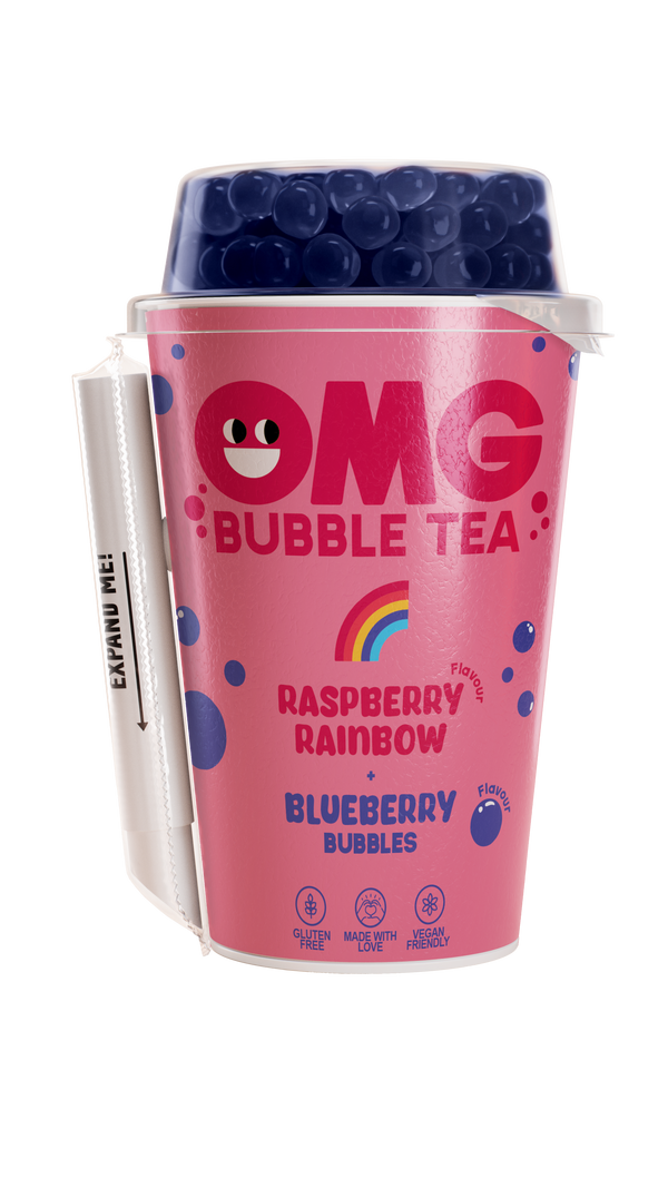 OMG Bubble Tea Raspberry With Blueberry Bubbles 270ML Pack Of 10