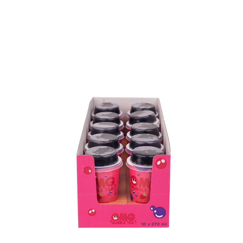 OMG Bubble Tea Raspberry With Blueberry Bubbles 270ML Pack Of 10