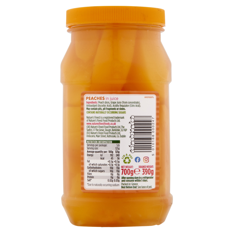 Nature's Finest Peach Fruit Slices in Juice 700g