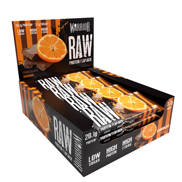 Protein Flapjack Bars 12 x 75g Warrior RAW Chocolate Orange (Pack of 12)