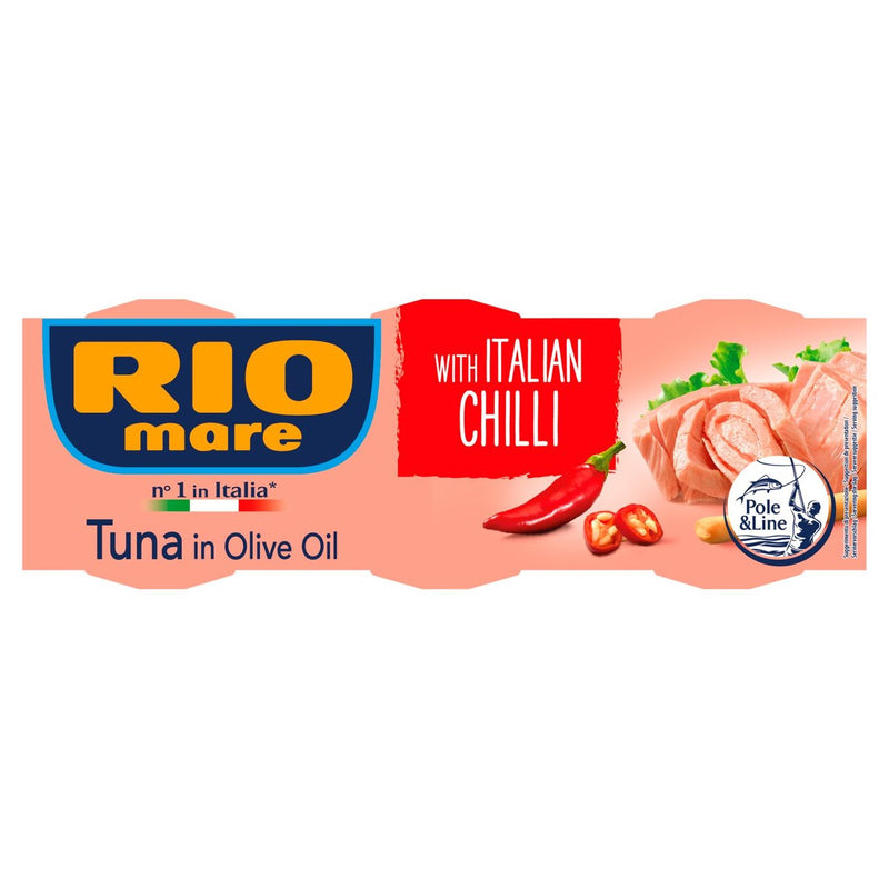 Rio Mare Tuna Fish in Olive Oil with Italian Chilli | Pack of 3 x 80g Global Snacks