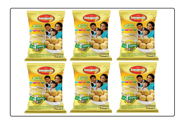 Samaposha Powder Pre Cooked Breakfast Cereal for Children & Adults 200g Each - Pack of 6 Global Snacks