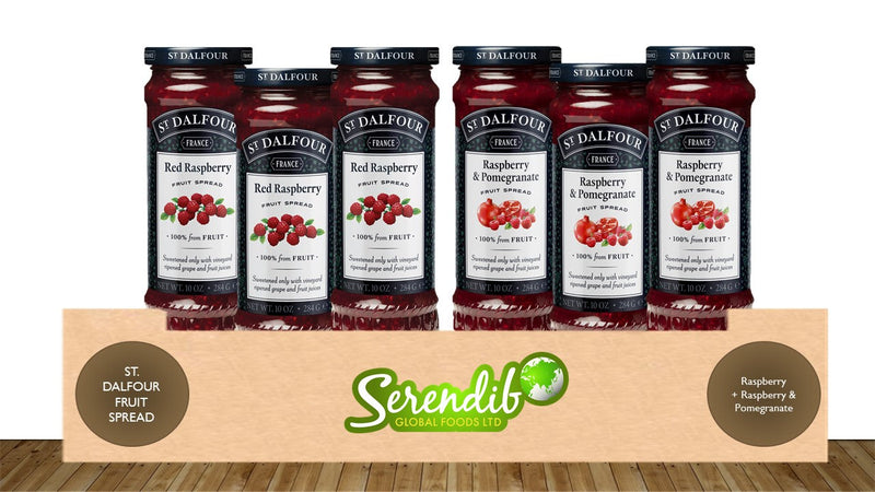 St. Dalfour 3 Pc. Raspberry + 3 Pc. Raspberry & Pomegranate Fruit Spread | 284g Each Global Snacks