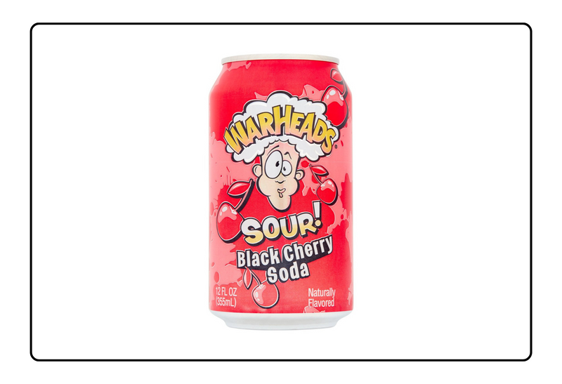 Warheads - Sour Fruity Soda with Classic Flavor Black Cherry 355ml x 12 Cans