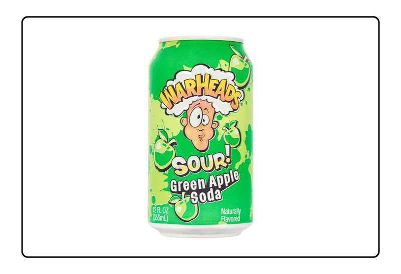 Warheads - Sour Fruity Soda with Classic Flavor Green Apple 355ml x  12 Cans