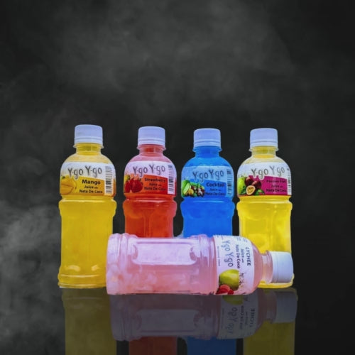 Ygo Ygo with NATA de Coco Mix 5 Flavors | Mango, Strawberry, Passion , Cocktail and Lychee | 350ml , 6 Bottles each | Total 30 | Y-go Y-go